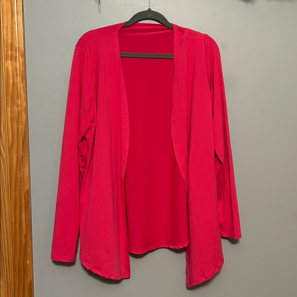 Vibrant Red Open Front Cardigan